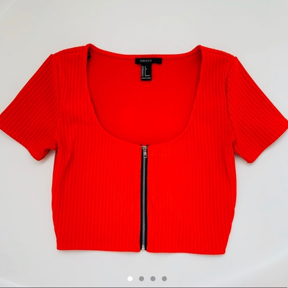 Orange front zipper crop top - Picture 1 of 3